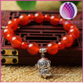 Nature red agate bracelet with 925 sterling silver monkey designed charm